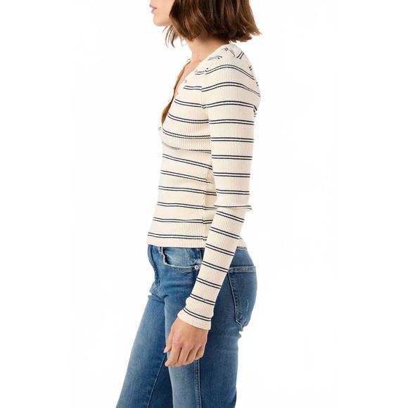 NEW AMO dearest henley top in bone/neptune - Picture 2 of 4